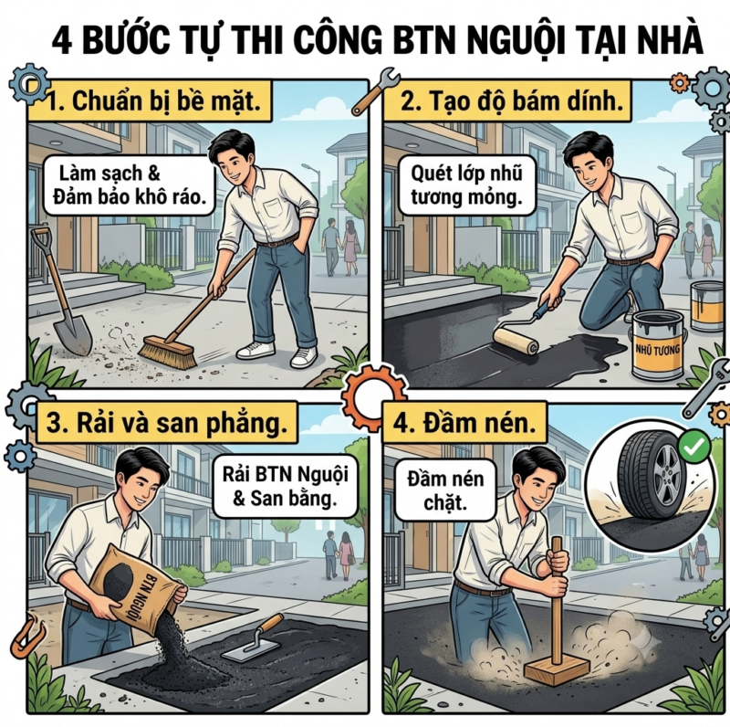 Hướng dẫn tự thi công BTN nguội tại Vĩnh Phúc