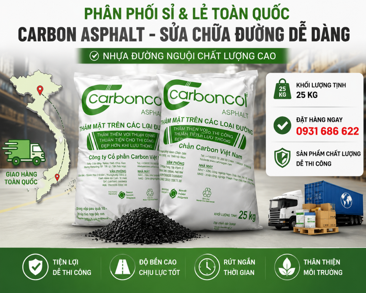 Sản phẩm bê tông nhựa nguội đóng bao chất lượng tại kho