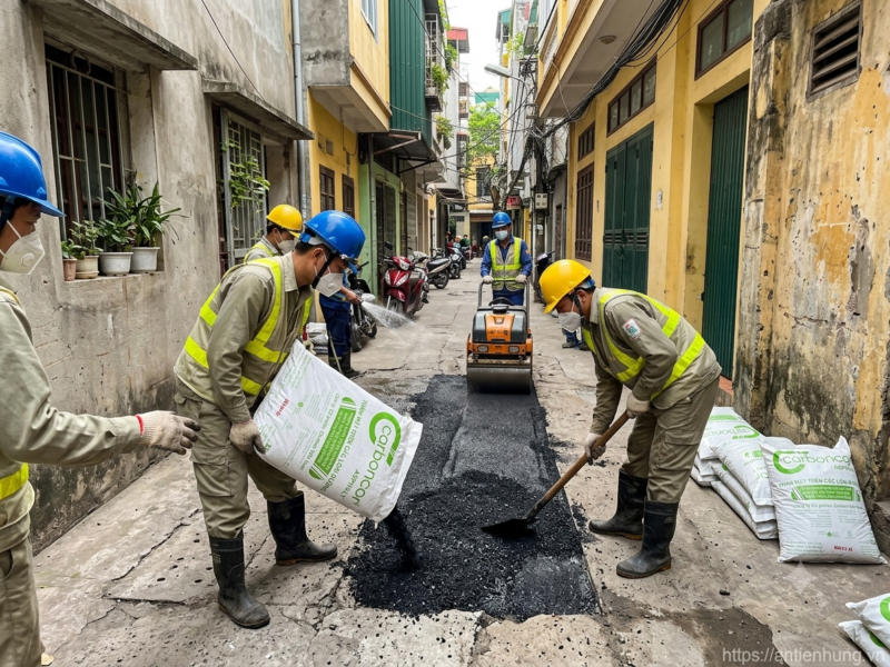 Thi công bê tông nhựa nguội tại Bắc Từ Liêm trong ngõ hẹp