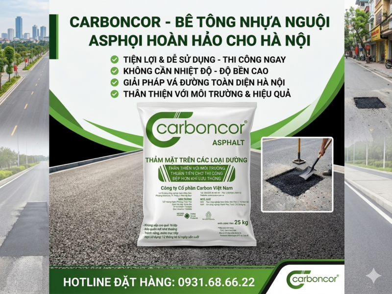Thi công bê tông nhựa nguội asphalt Hà Nội vá mặt đường ổ gà