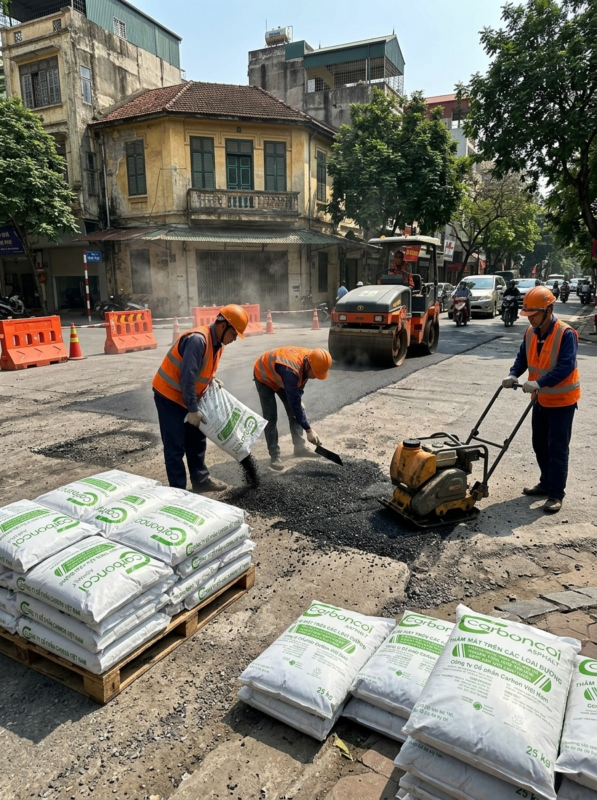 Thi công bê tông nhựa đường trộn sẵn tại Ba Đình