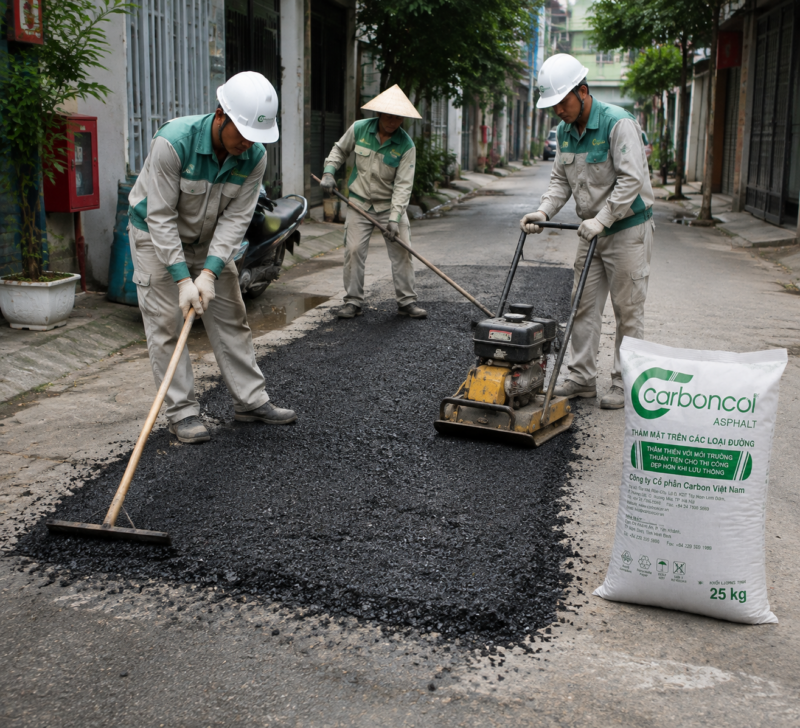 Hướng dẫn rải bê tông nhựa nguội bao 25kg rải được bao nhiêu m2