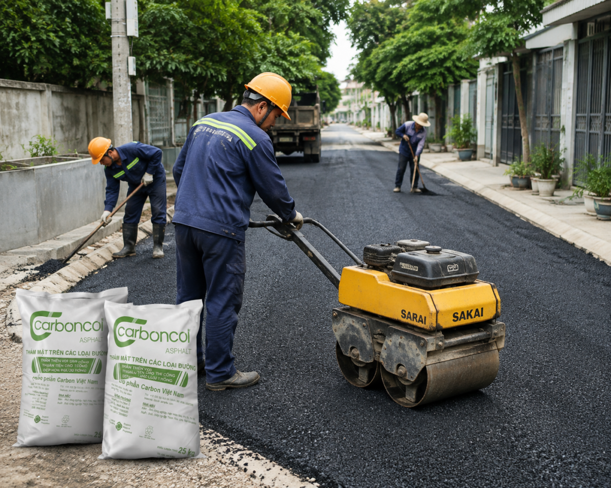 Thi công vá đường bằng nhựa đường đóng bao vá đường Hà Nội