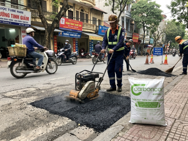 thi công nhựa đường carboncor asphalt Hà Nội dặm vá ổ gà