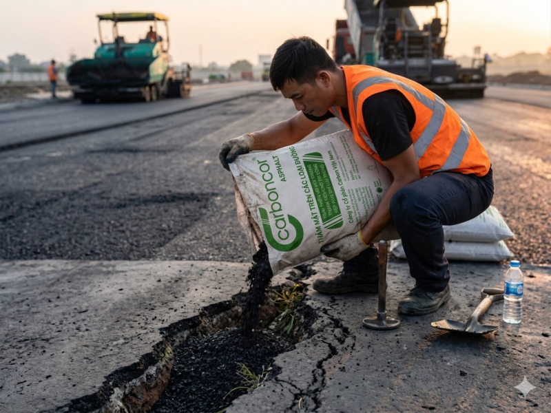 Thi công nhựa đường trộn sẵn đóng bao tại Hà Nội