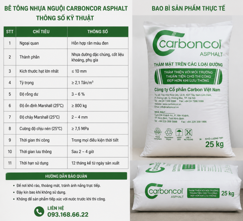 Báo giá bê tông nhựa nguội 25kg Hà Nội giá sỉ tận kho