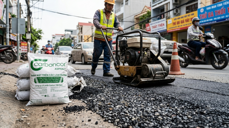 Lu lèn hoàn thiện mặt đường bê tông nhựa đường trộn sẵn