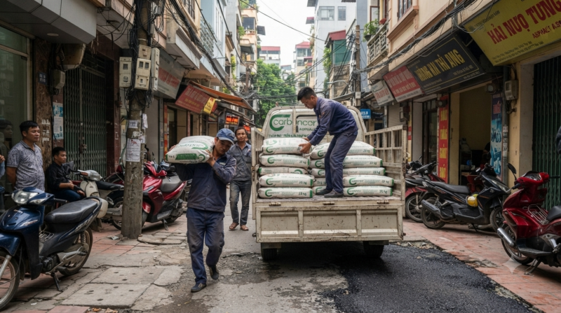 Bê tông nhựa nguội đóng bao mác cao tại Hai Bà Trưng
