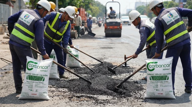 Kỹ thuật rải và tuân thủ định mức vật liệu carboncor asphalt thực tế