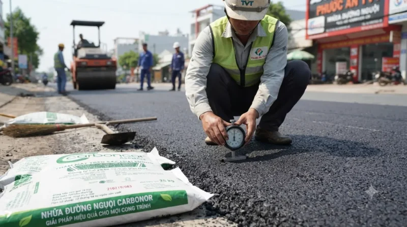 Thi công đường nội bộ bằng nhựa nguội tại khu công nghiệp