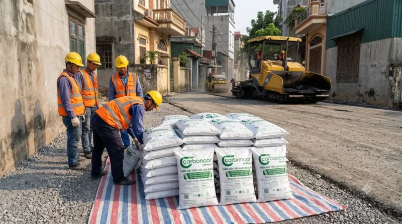 Bán nhựa đường đóng bao Nam Từ Liêm tập kết tại công trình
